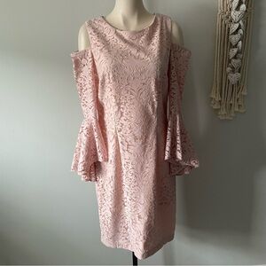 BA Nites Lace Cold Shoulder Bell Statement Sleeve Cocktail Party Dress Plus Size
